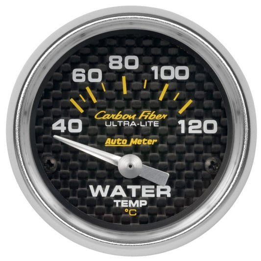Autometer Carbon Fiber 52mm 40-120 Deg C Electronic Water Temp Gauge AutoMeter Gauges