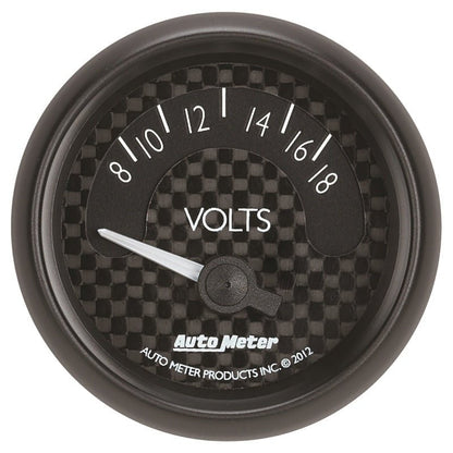 Autometer GT Series 52mm Short Sweep Electronic 8-18 Volts Voltmeter AutoMeter Gauges