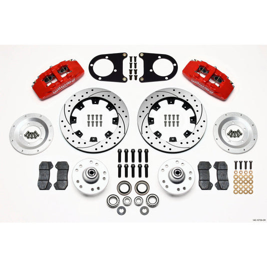 Wilwood Dynapro 6 Front Hub Kit 12.19in Drilled Red 37-48 Ford Psgr. Car Spindle Wilwood Big Brake Kits