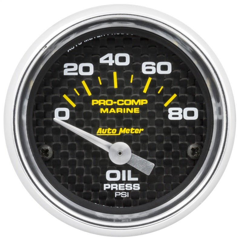 Autometer Marine Carbon Fiber 2-1/16in 80 PSI Electric Oil Pressure Gauge AutoMeter Gauges