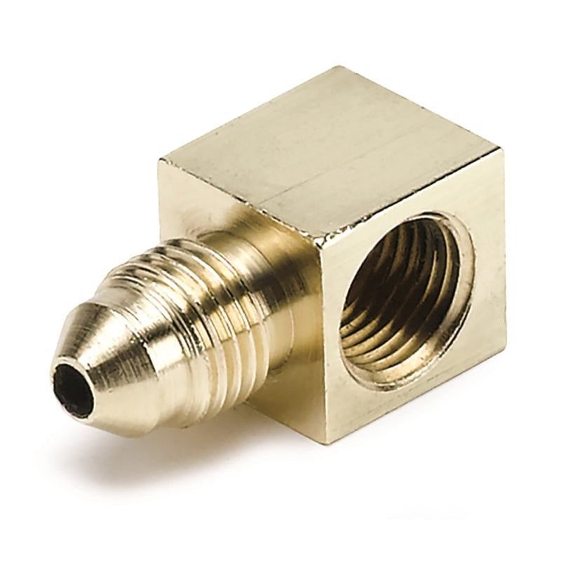 AutoMeter Fitting Adapter 90 Deg. 1/8in. NPT Female To -3AN Male Brass AutoMeter Gauges