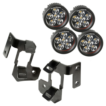 Rugged Ridge 07-18 Jeep Wrangler JK Semi-Gloss Black Round A-Pillar LED Light Mount Kit Rugged Ridge Light Mounts