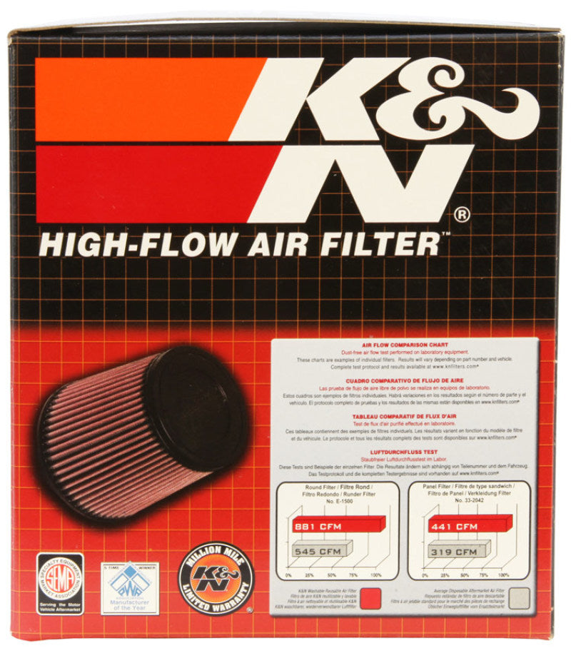 K&N 2in FLG 4 X 2-3/4in B 2 X 3in T 5in L (4 PER BOX) Universal Clamp-On Air Filter