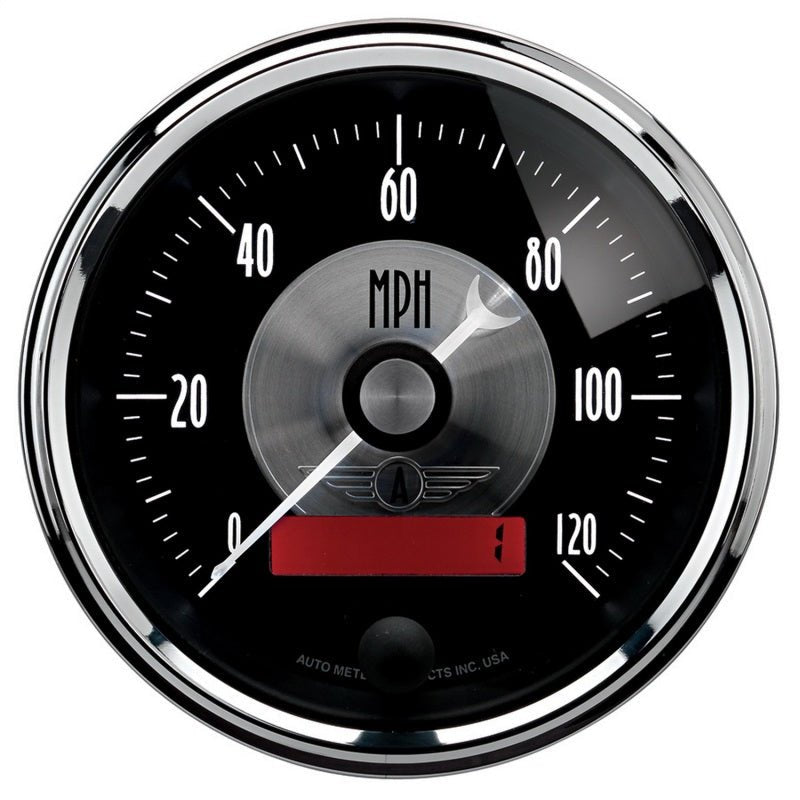 Autometer Prestige Series Black 3-3/8in 120mph Electric Programmable Speedometer w/LCD Odometer AutoMeter Gauges