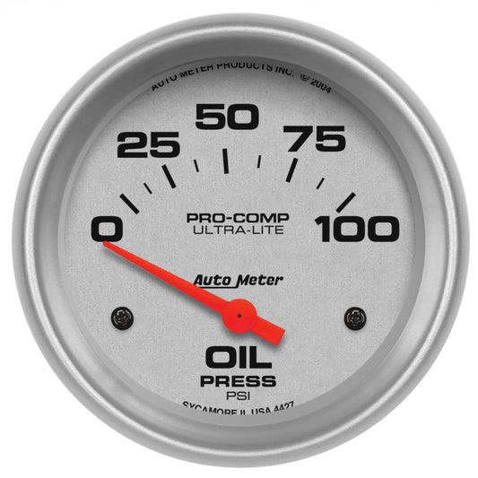 Autometer Ultra-Lite 66.7mm Short Sweep Electronic 0-100 PSI Oil Pressure Gauge