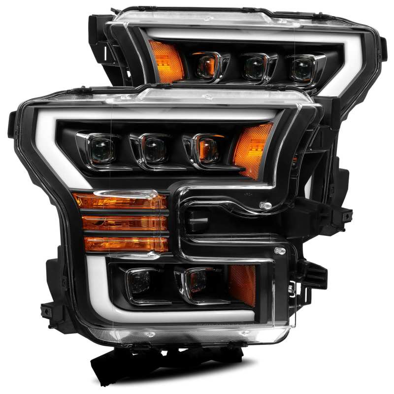 AlphaRex 17-20 Ford Raptor NOVA LED Proj Headlights Plank Style Matte Black w/Activ Light/Seq Signal