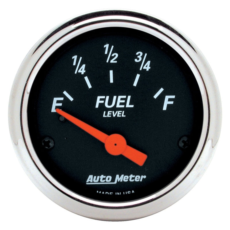 AutoMeter Gauge Fuel Level 2-1/16in. 0 Ohm(e) to 30 Ohm(f) Elec Designer Black AutoMeter Gauges