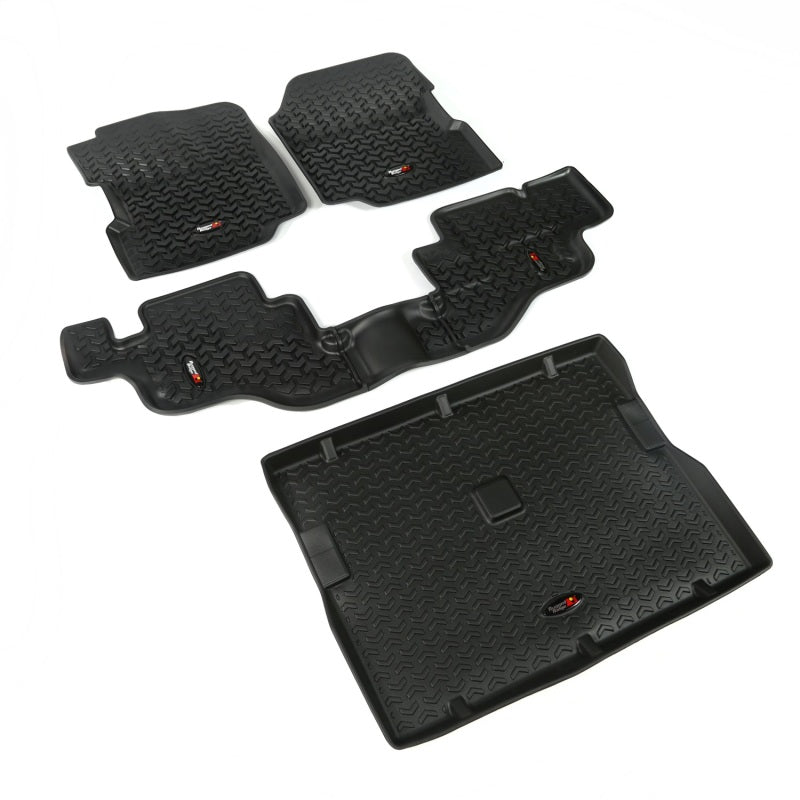 Rugged Ridge Floor Liner Front/Rear/Cargo Black 1976-1995 Jeep Wrangler / CJ Rugged Ridge Floor Mats - Rubber