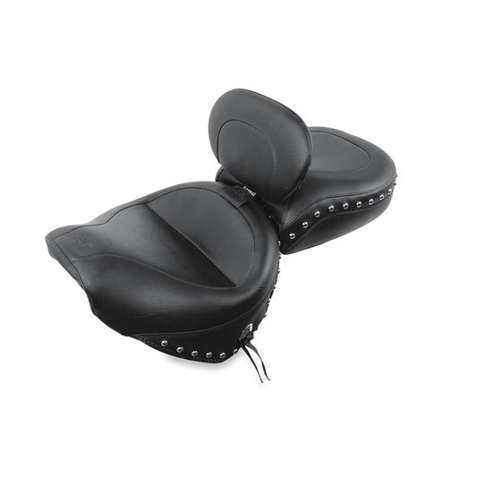 Mustang 99-15 Yamaha Road Star 1600,1700 Wide Touring 2PC Seat w/Driver Backrest Studs - Black