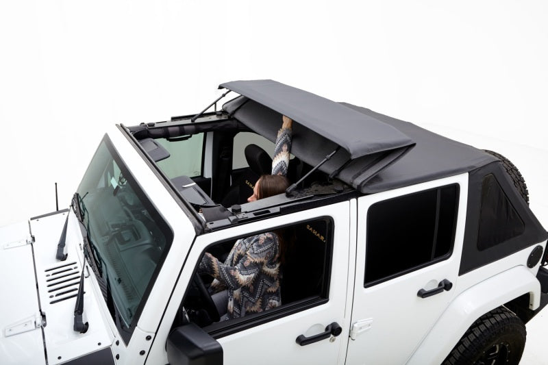 Rugged Ridge 07-18 Jeep Wrangler JKU 4 Dr Black Diamond Stitch Cloth Voyager Top Rugged Ridge Soft Tops