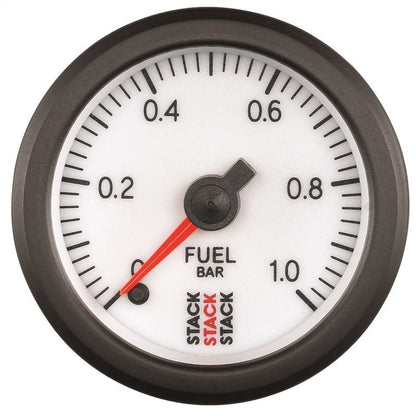 Autometer Stack 52mm 0-1 Bar M10 Male Pro Stepper Motor Fuel Pressure Gauge - White AutoMeter Gauges