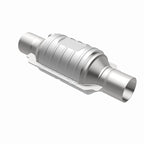 MagnaFlow Univ Conv 2in In/Out Ctr/Ctr Round 9in Body L x 5.125in W x 13in Overall L Single O2 Port