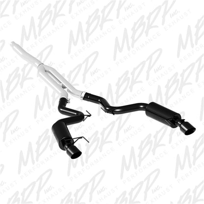 MBRP 15-18 Ford Mustang EcoBoost 2.3L Black 3in Cat Back Dual Split Rear Exit (Street Version)