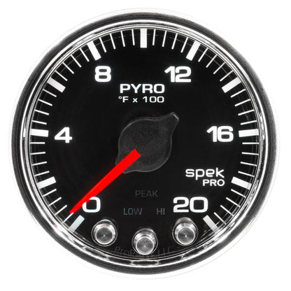 Autometer Spek-Pro Gauge Pyro. (Egt) 2 1/16in 2000f Stepper Motor W/Peak & Warn Blk/Chrm AutoMeter Gauges