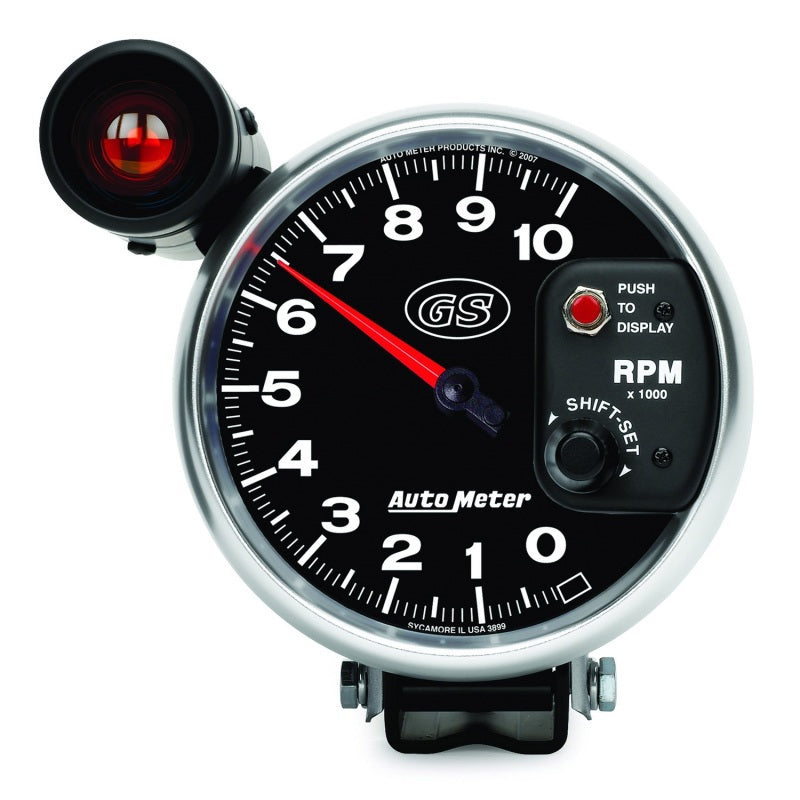 AutoMeter Gauge Tachometer 5in. 10K RPM Pedestal W/ Ext. Shift-Lite Gs AutoMeter Gauges