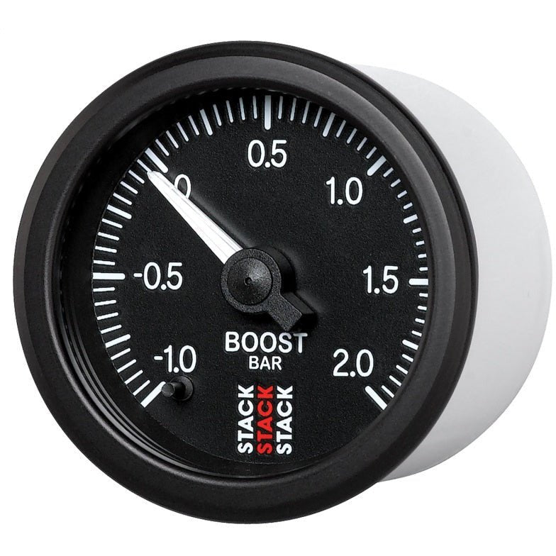 Autometer Stack 52mm -1 to +2 Bar (Incl T-Fitting) Pro Stepper Motor Boost Pressure Gauge - Black AutoMeter Gauges