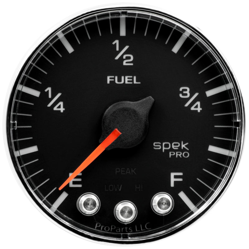 Autometer Spek-Pro Gauge Fuel Level 2 1/16in 0-270 Programmable Blk/Chrm AutoMeter Gauges