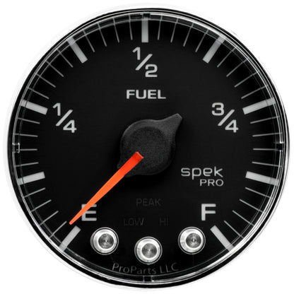 Autometer Spek-Pro Gauge Fuel Level 2 1/16in 0-270 Programmable Blk/Chrm AutoMeter Gauges