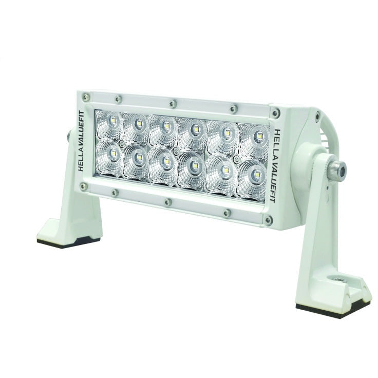 Hella Value Fit 8in Light - 36W Dual Row White Housing Flood Beam - LED Hella Light Bars & Cubes