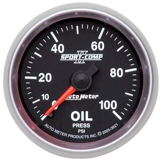 Autometer Sport-Comp II 52mm 0-100 PSI Mechanical Oil Pressure Gauge AutoMeter Gauges