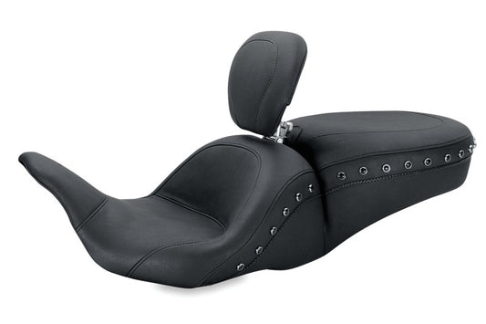 Mustang 08-21 Harley Electra Glide, Rd Glide, Rd King, Glide Lowdown 1PC Seat w/DBR Pearls - Black