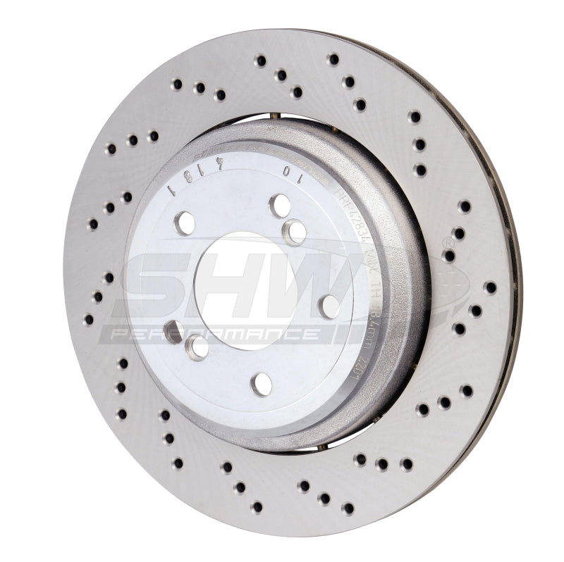 SHW 06-08 BMW Z4 3.2L Right Rear Cross-Drilled Lightweight Brake Rotor SHW Performance Brake Rotors - Drilled