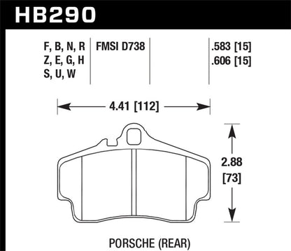 Hawk 98 Porsche 911 Targa / 99-08 911 Carrera 4 / 00-06 Boxster S Blue 9012 Rear Brake Pads