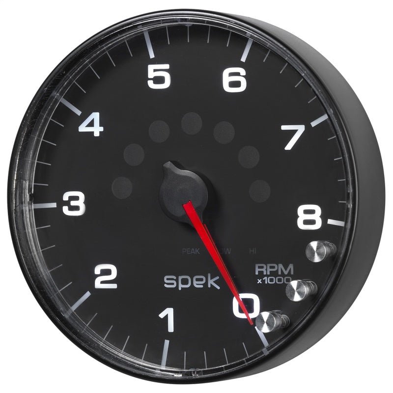 Autometer Spek-Pro Gauge Tachometer 5in 8K Rpm W/Shift Light & Peak Mem Black/Black AutoMeter Gauges