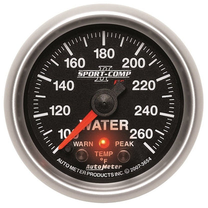 Autometer Sport-Comp II 52.4mm 100-260 Deg F Water Temp Peak & Warn w/ Electronic Control Gauge AutoMeter Gauges