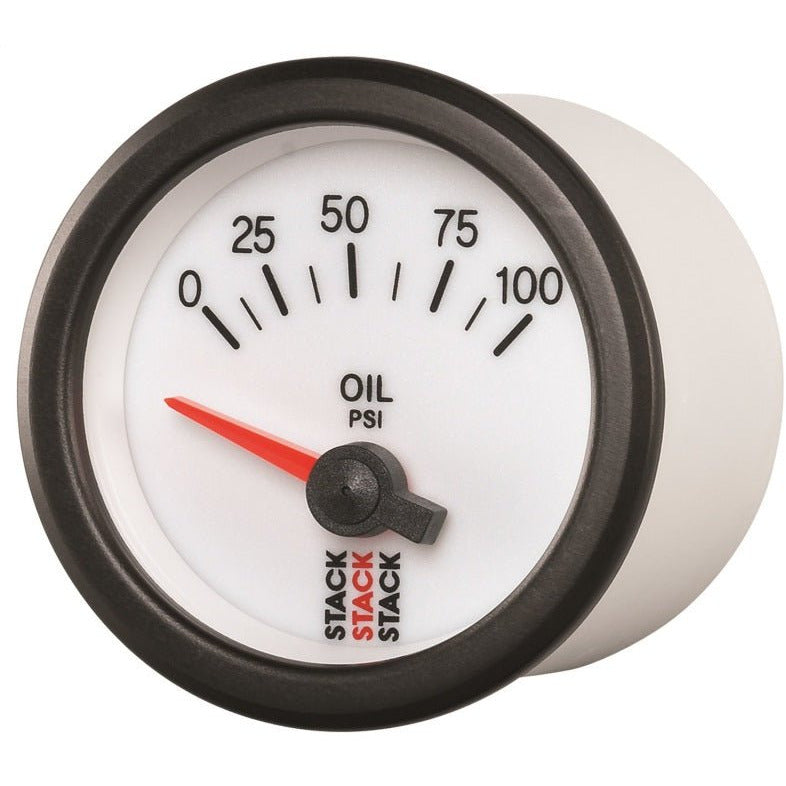 Autometer Stack 52mm 0-100 PSI 1/8in NPTF Electric Oil Pressure Gauge - White AutoMeter Gauges