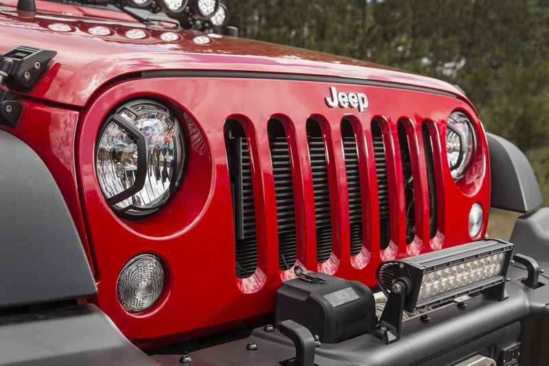 Rugged Ridge 07-18 Jeep Wrangler JK/JKU Textured Black Elite Headlight Euro Guards Rugged Ridge Light Covers and Guards