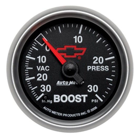 Autometer GM Bowtie 52mm Full Sweep Electronic 30 In Hg-Vac/30 PSI Vacuum/Boost Gauge AutoMeter Gauges