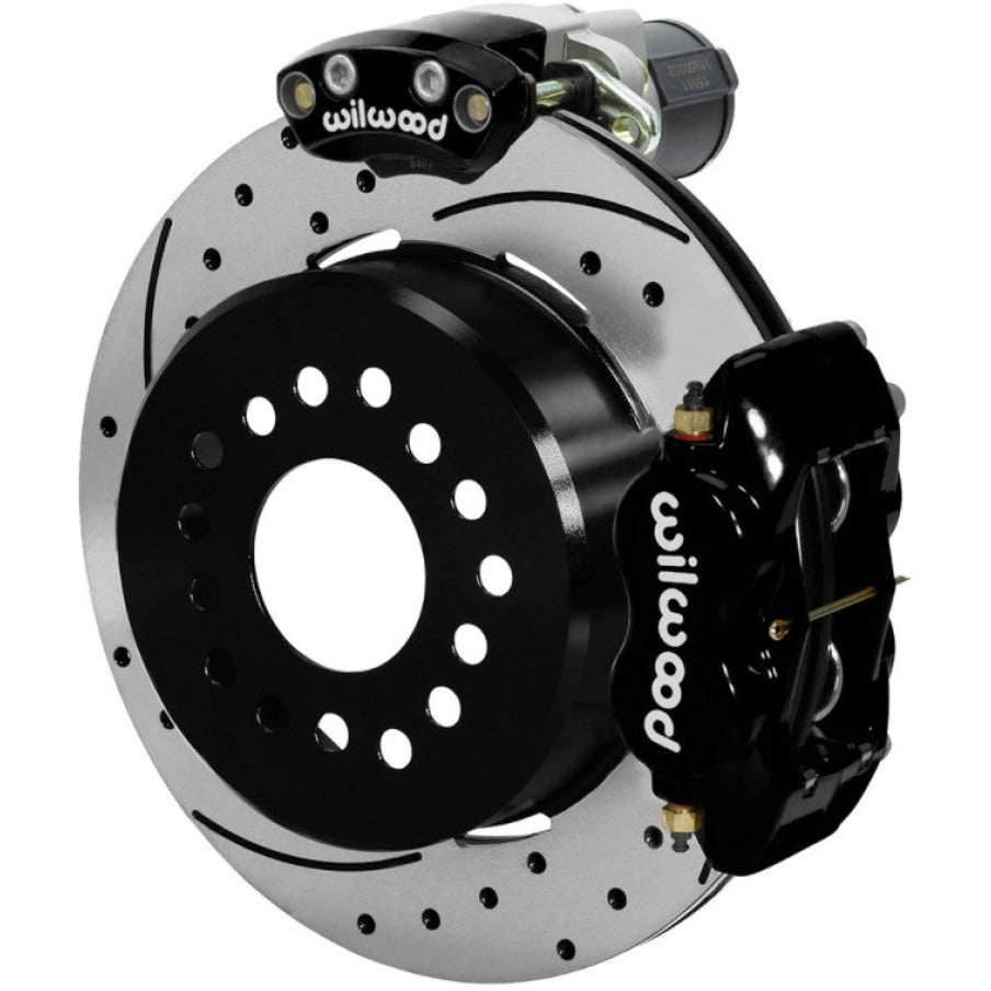 Wilwood Forged Dynalite Rear Electronic Parking Brake Kit - Black Powder Coat Caliper - D/S Rotor Wilwood Brake Calipers - Perf