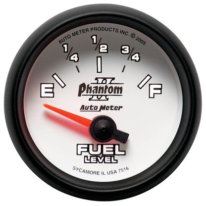 Autometer Phantom II 2-1/16in 240E - 33F OHM Electric Fuel Level Gauge AutoMeter Gauges