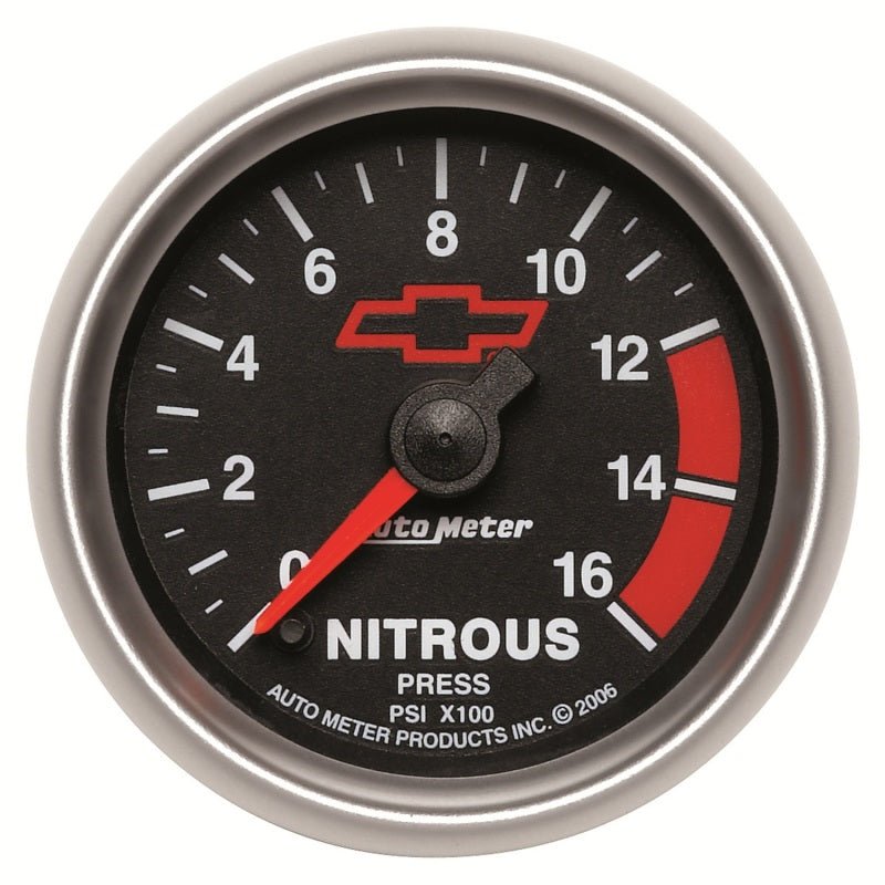 Autometer GM Bowtie Black 2-1/16in 0-1600 PSI Nitrous Pressure - Digital Stepper Motor AutoMeter Gauges