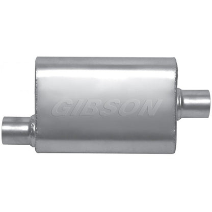 Gibson MWA Superflow Offset/Center Oval Muffler - 4x9x14in/3in Inlet/3in Outlet - Stainless Gibson Muffler