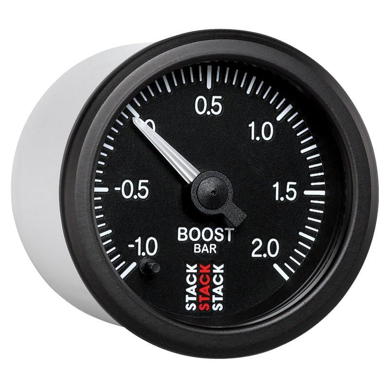 Autometer Stack 52mm -1 to +2 Bar (Incl T-Fitting) Pro Stepper Motor Boost Pressure Gauge - Black AutoMeter Gauges