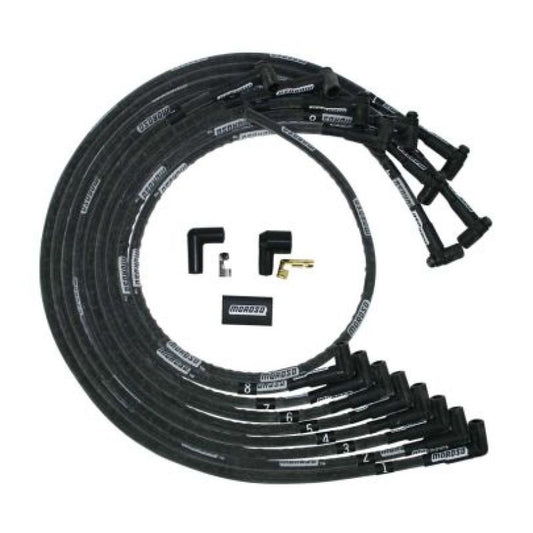 Moroso Small Block Chevy Under Header HEI 90 Sleeved Degree Mag Tune Ignition Wire Set - Black