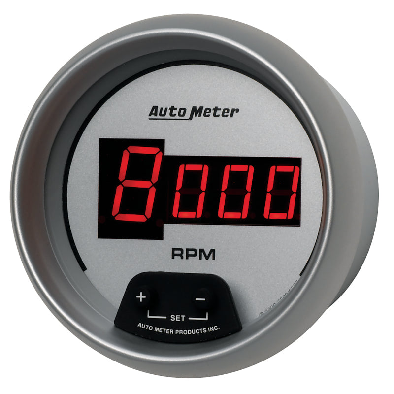 AutoMeter Gauge Tach 3-3/8in. 10K RPM In-Dash Digital Silver Dial W/ Red Led AutoMeter Gauges