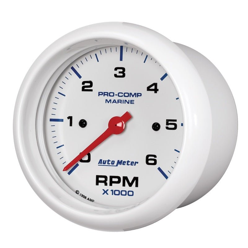 Autometer Marine White Ultra-Lite Gauge 3-3/8in Tachometer 6K RPM AutoMeter Gauges