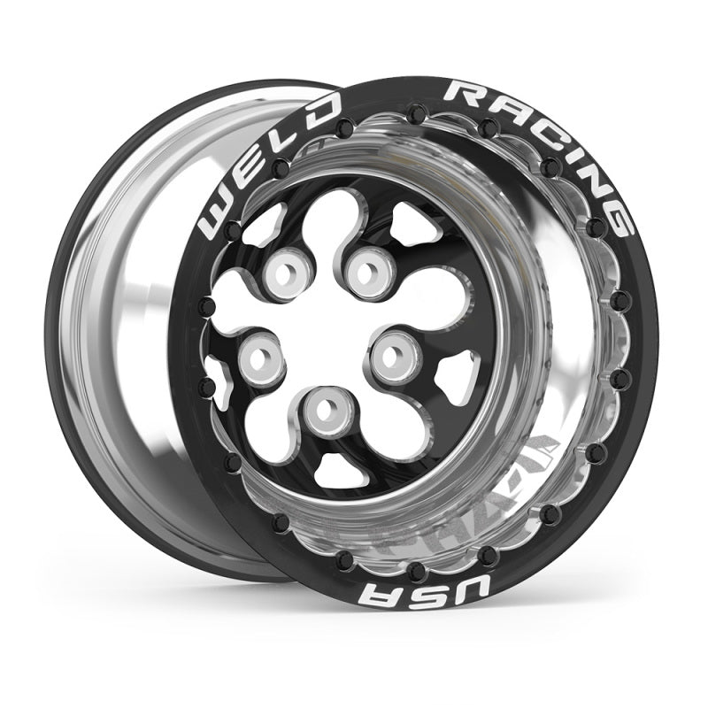 Weld Alpha-1 15x12 / 5x4.5 BP / 5in. BS Black Wheel - Black Single Beadlock MT Weld Wheels - Forged