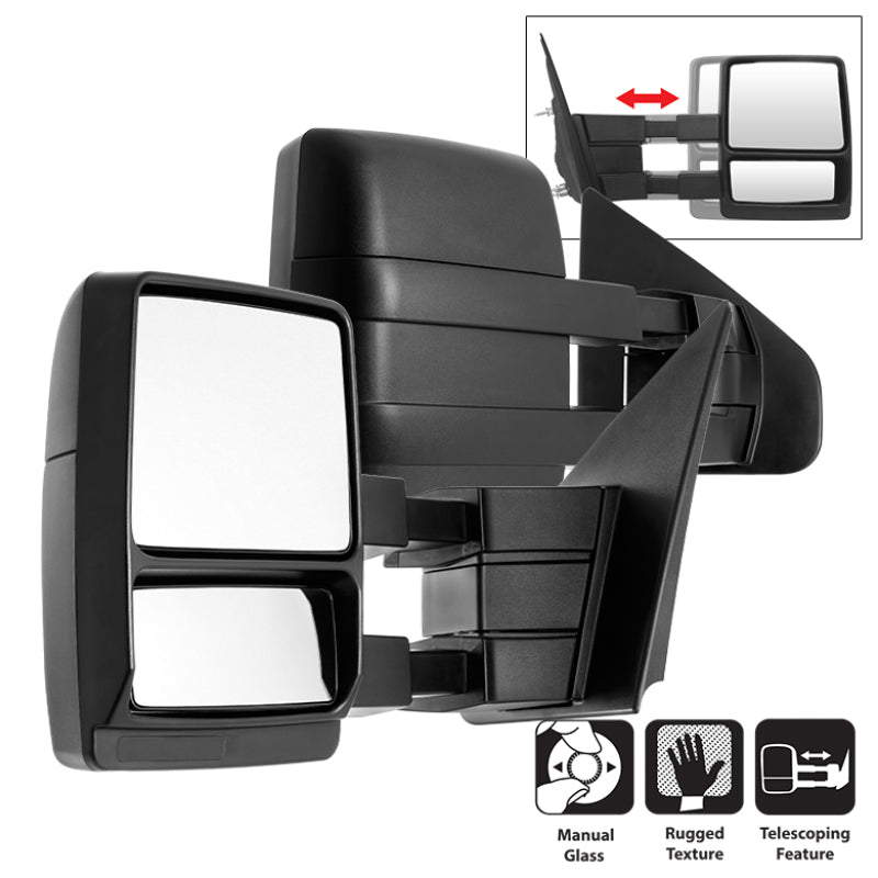 Xtune Pair Ford Superduty 04-14 Manual Telescoping Mirrors MIR-FF15004-MA-SET SPYDER Side Mirrors