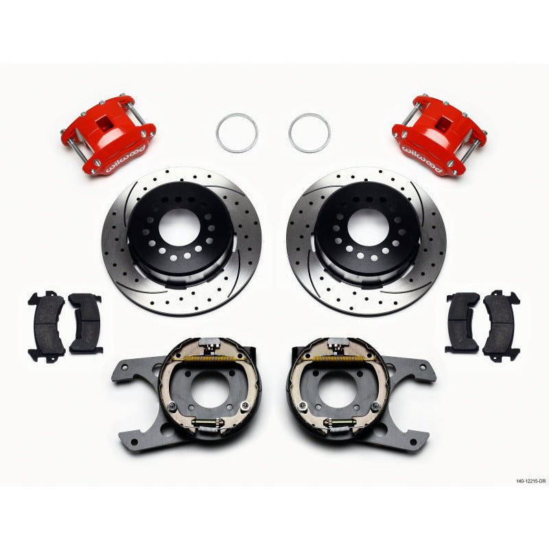 Wilwood D154 P/S P-B Kit Drilled-Red Chevy 12 Bolt 2.75in Off w/ C-Clips Wilwood Big Brake Kits