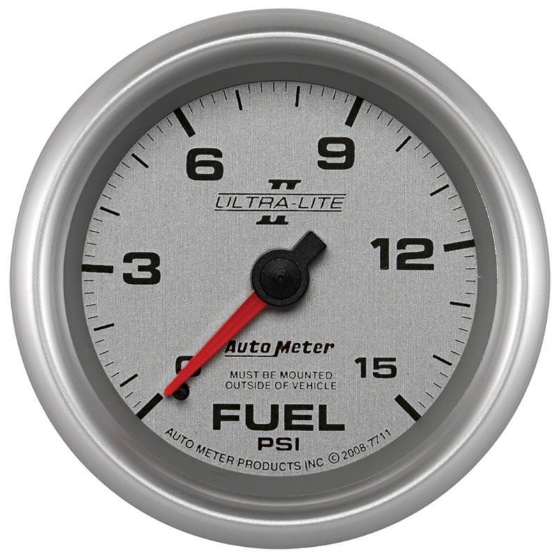 Autometer Ultra-Lite II 2 5/8in 0-15 PSI Mechanical Fuel Pressure Gauge AutoMeter Gauges