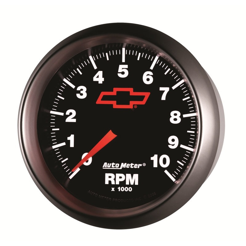 AutoMeter Gauge Tachometer 3-3/8in. 10K RPM In-Dash Chevy Red Bowtie Black AutoMeter Gauges