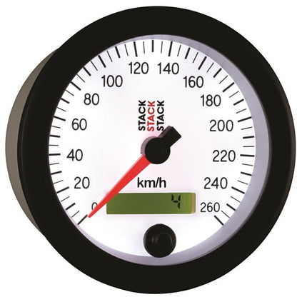 Autometer Stack Instruments 88MM 0-260 KM/H Programmable Speedometer - White AutoMeter Gauges