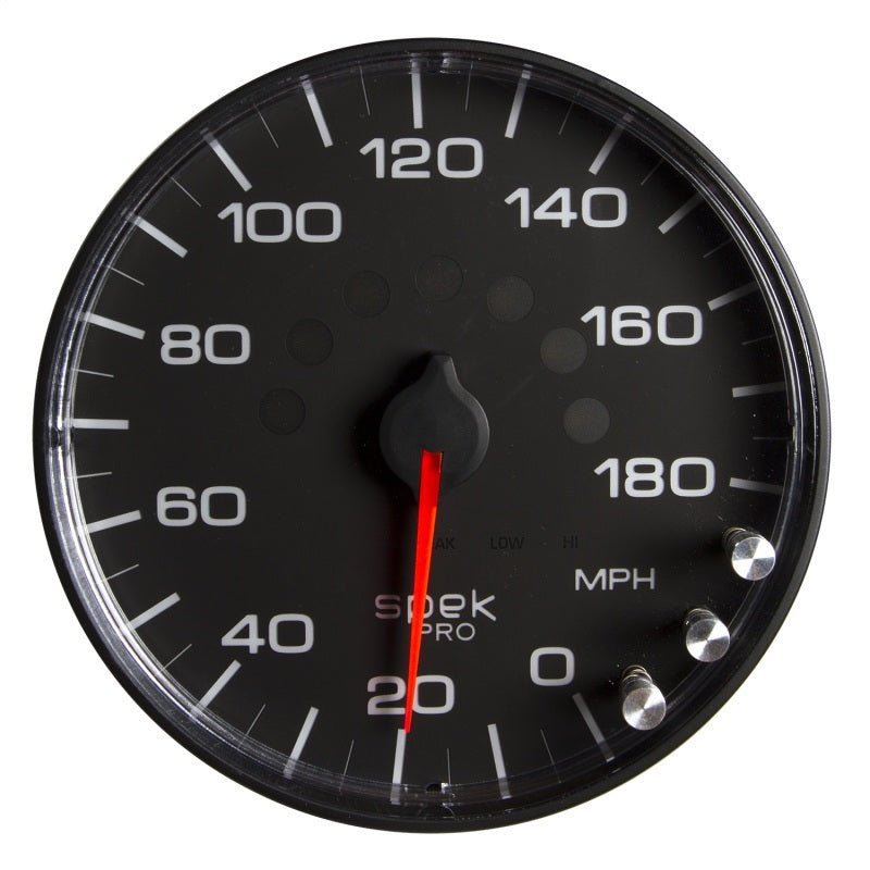 Autometer Spek-Pro Gauge Speedometer 5in 180 Mph Elec. Programmable Black/Black AutoMeter Gauges