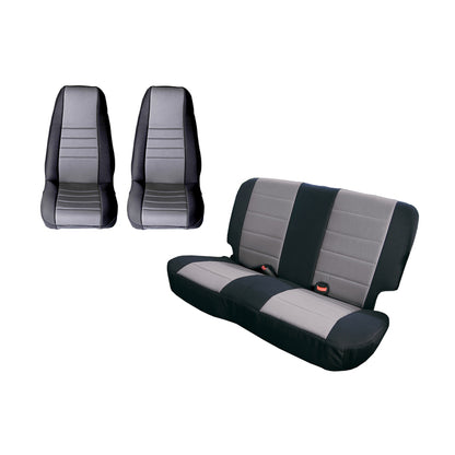 Rugged Ridge Seat Cover Kit Black/Gray 80-90 Jeep CJ/YJ Rugged Ridge Seat Covers