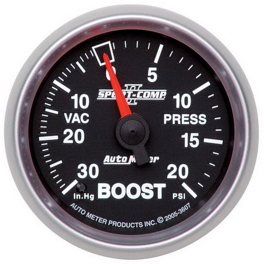 Autometer Sport-Comp II 52mm 30 In Hg/20 psi Mechanical Vacuum/Boost Gauge AutoMeter Gauges