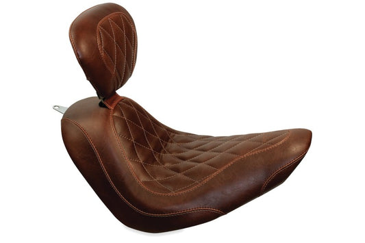 Mustang 04-21 Harley Sportster Wide Tripper Solo Seat w/Driver Backrest - Distressed Brown